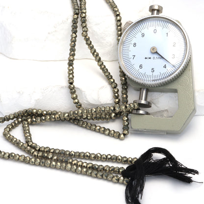 Natural Pyrite 3.5mm Faceted Rondelles Bead Strand