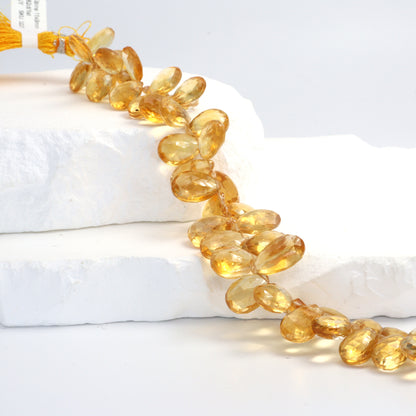 Yellow Citrine 11x9mm Faceted Pear Shaped Briolettes