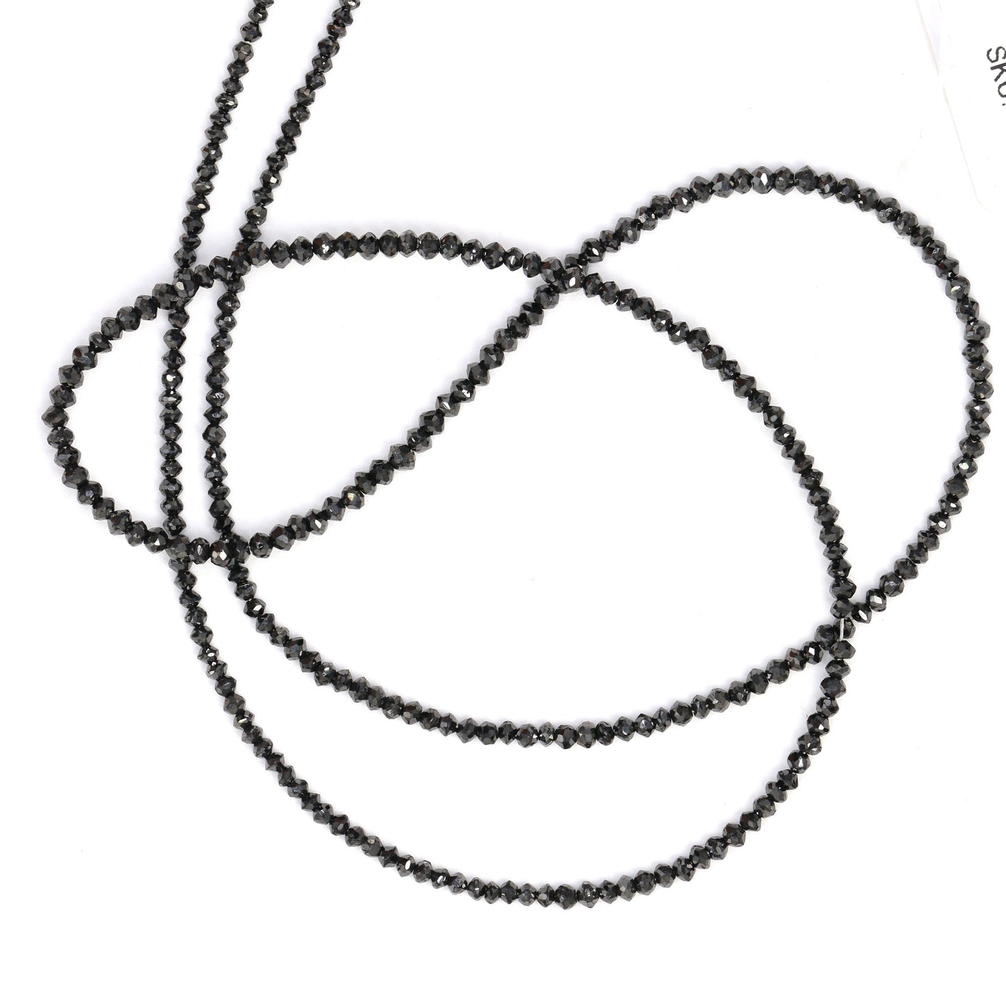 Black Diamond 1.5mm - 2.0mm Hand Faceted Rondelles Bead Strand