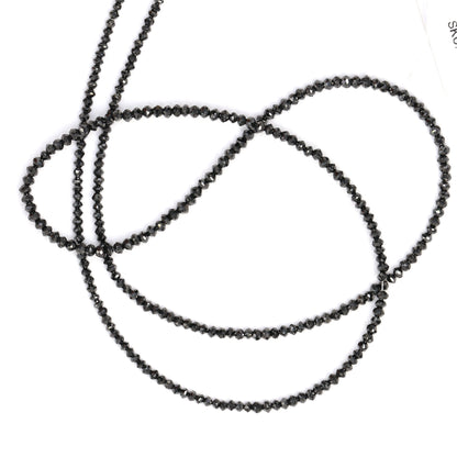 Black Diamond 1.5mm - 2.0mm Hand Faceted Rondelles Bead Strand