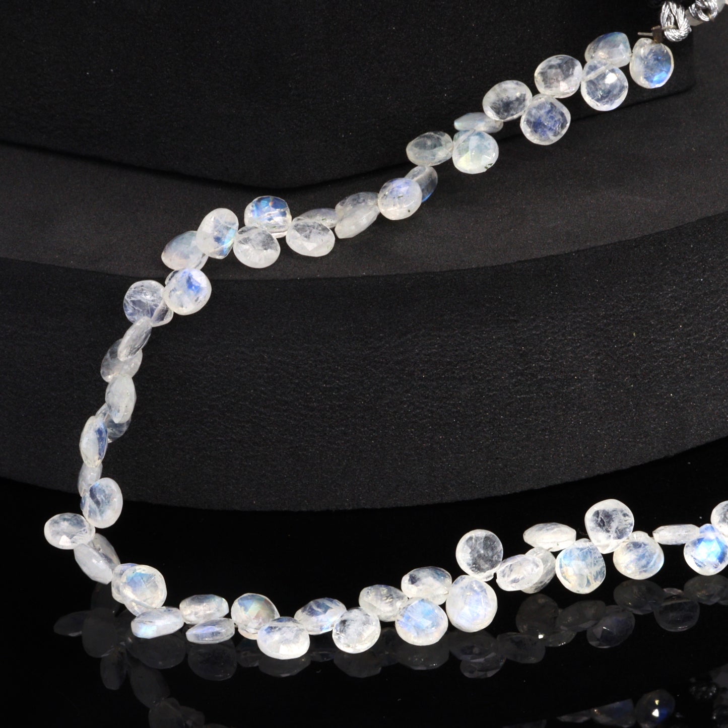 Blue Rainbow Moonstone 6mm Faceted Heart Shaped Briolettes