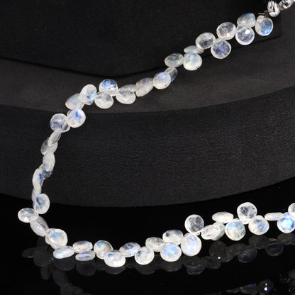 Blue Rainbow Moonstone 6mm Faceted Heart Shaped Briolettes