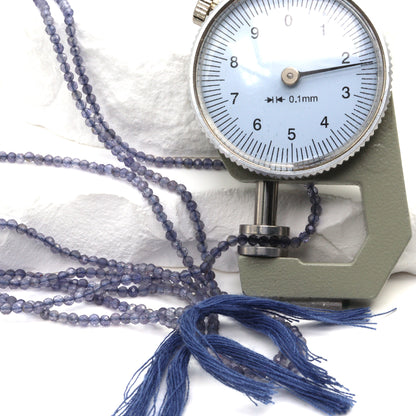 Iolite 2mm Faceted Rounds Bead Strand