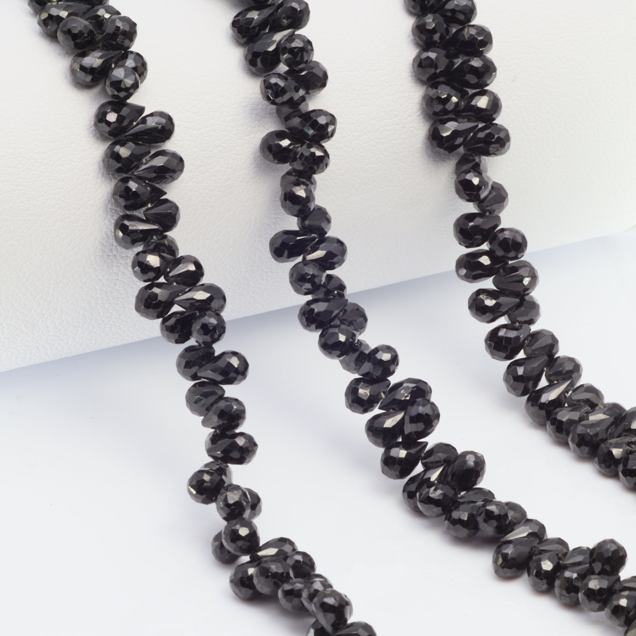 Black Spinel 5x3mm Faceted Teardrop Briolettes Bead Strand