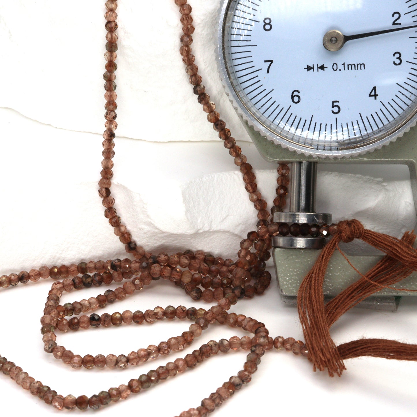 Andalusite 2mm Faceted Rounds Bead Strand