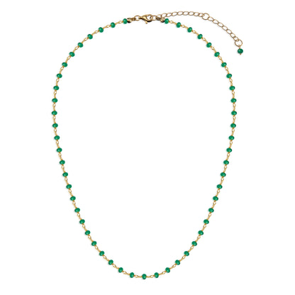 18K Emerald Rosary Beads Necklace