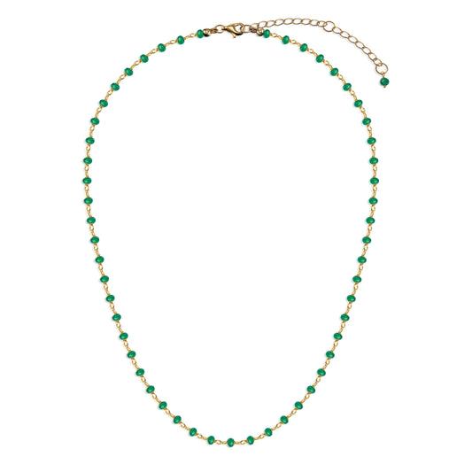 18K Emerald Rosary Beads Necklace