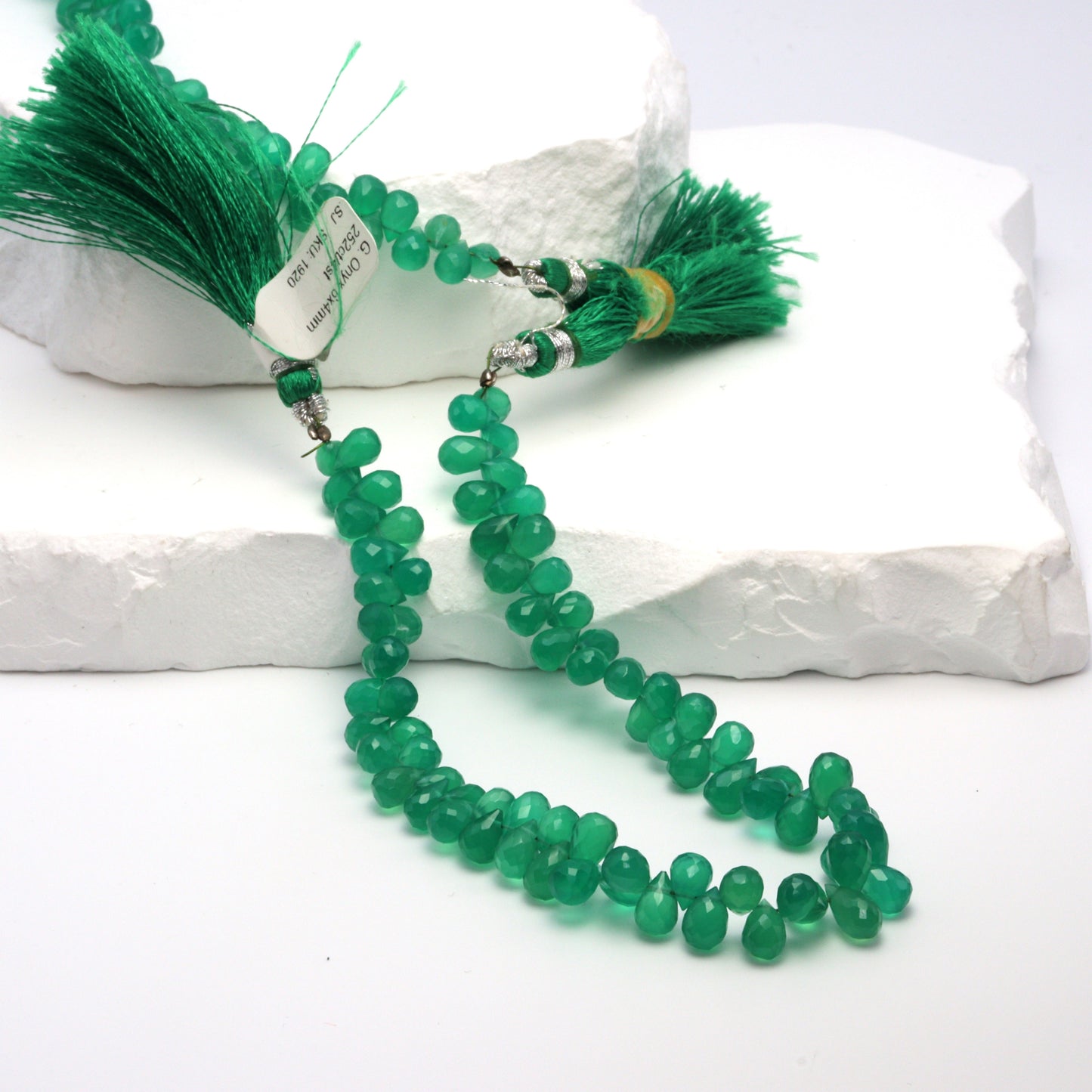 Green Onyx 6x4mm Faceted Teardrop Briolettes