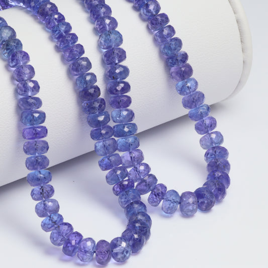 AAA Tanzanite 4mm - 6mm Hand Faceted Rondelles Bead Strand