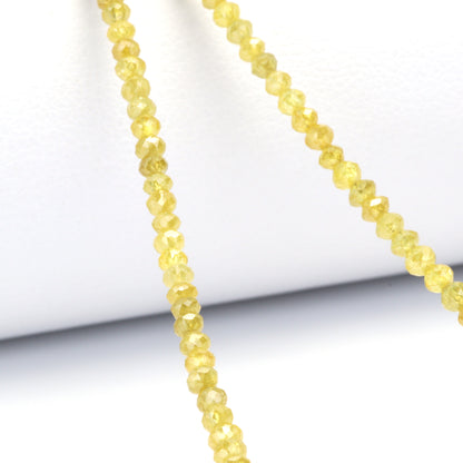 Yellow Diamond 2mm - 3mm Hand Faceted Rondelles Bead Strand