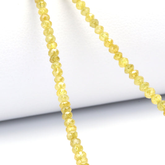 Yellow Diamond 2mm - 3mm Hand Faceted Rondelles Bead Strand