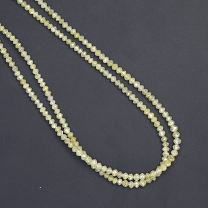 Champagne Diamond 2.1mm - 2.7mm Hand Faceted Rondelles Bead Strand