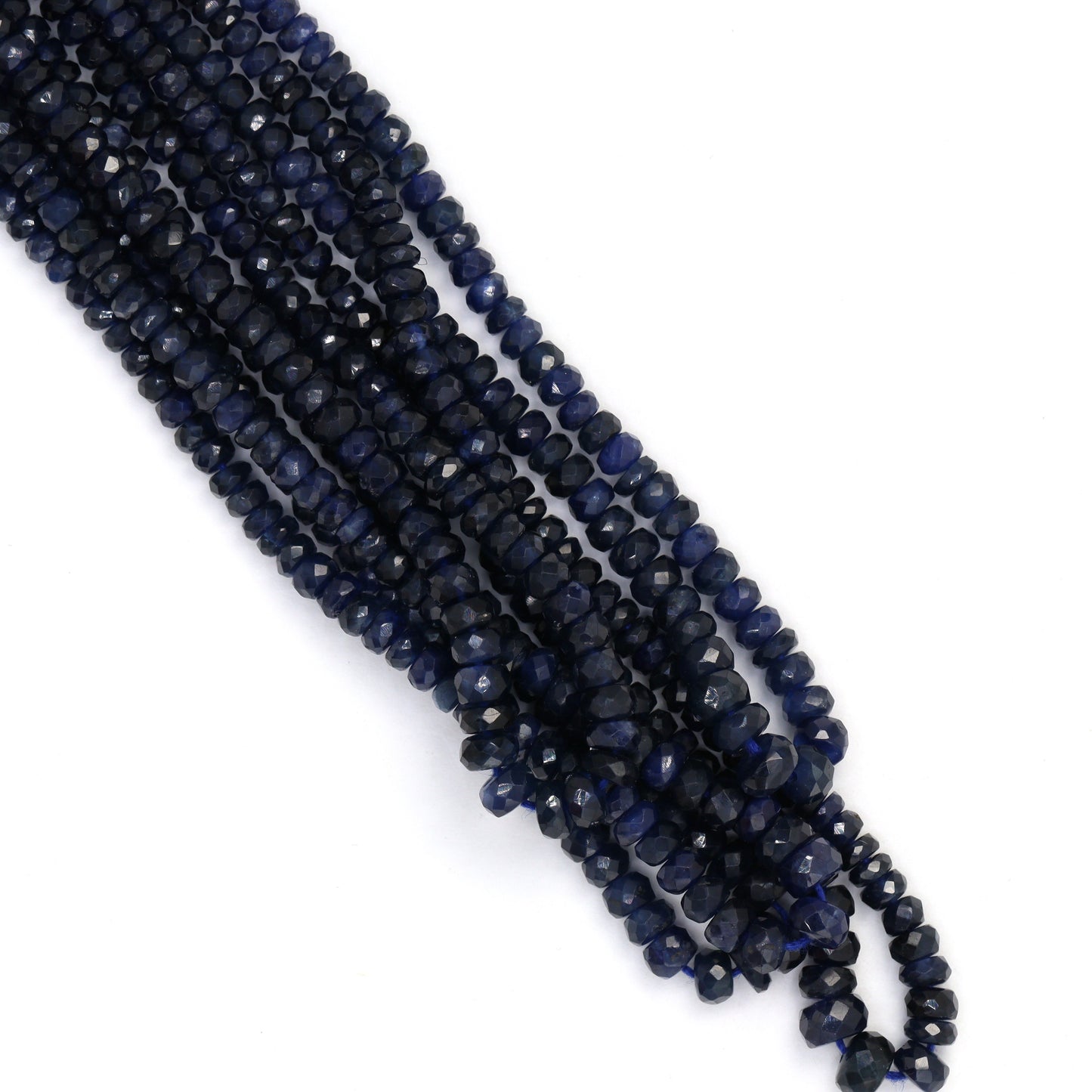 Navy Blue Sapphire 2.5mm - 3.6mm Hand Faceted Rondelles Bead Strand