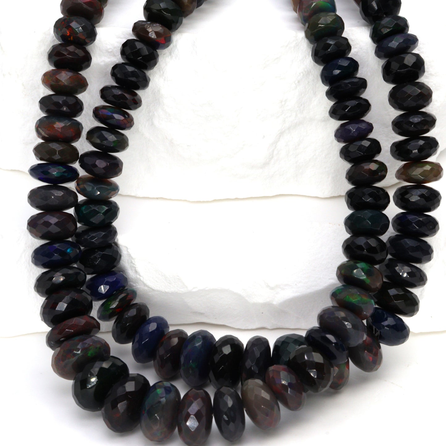 Black Ethiopian Opal 5mm Faceted Rondelles