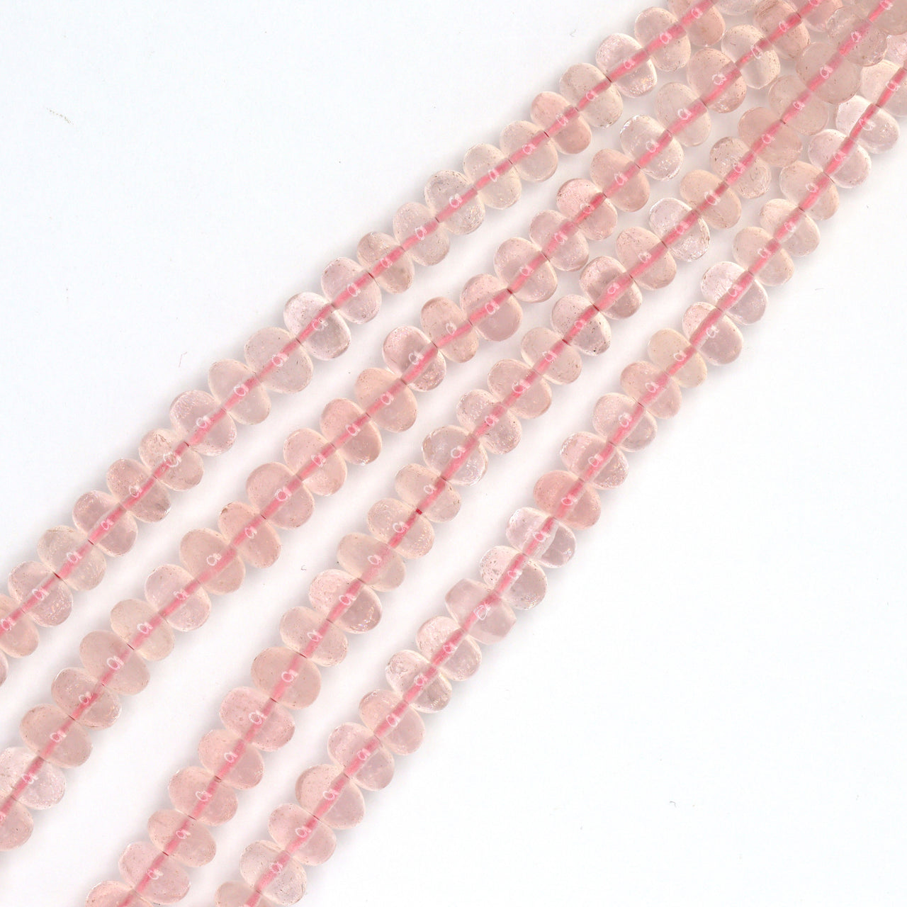 Pink Rose Quartz 6mm - 8mm Smooth Rondelles Bead Strand