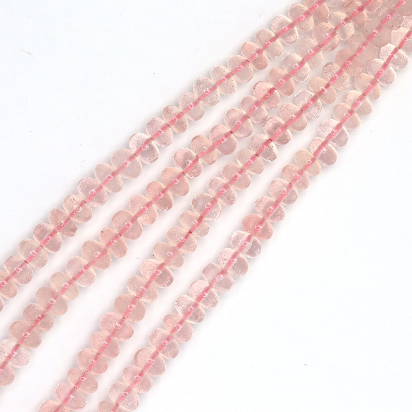 Pink Rose Quartz 6mm - 8mm Smooth Rondelles Bead Strand