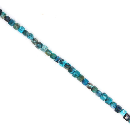 Blue Green Chrysocolla 3mm Faceted Cubes