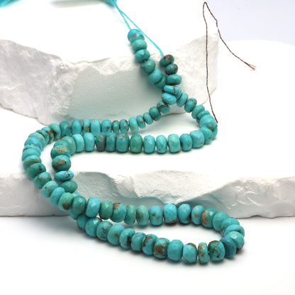 Natural Light Blue Turquoise 5mm - 7mm Faceted Rondelles Bead Strand