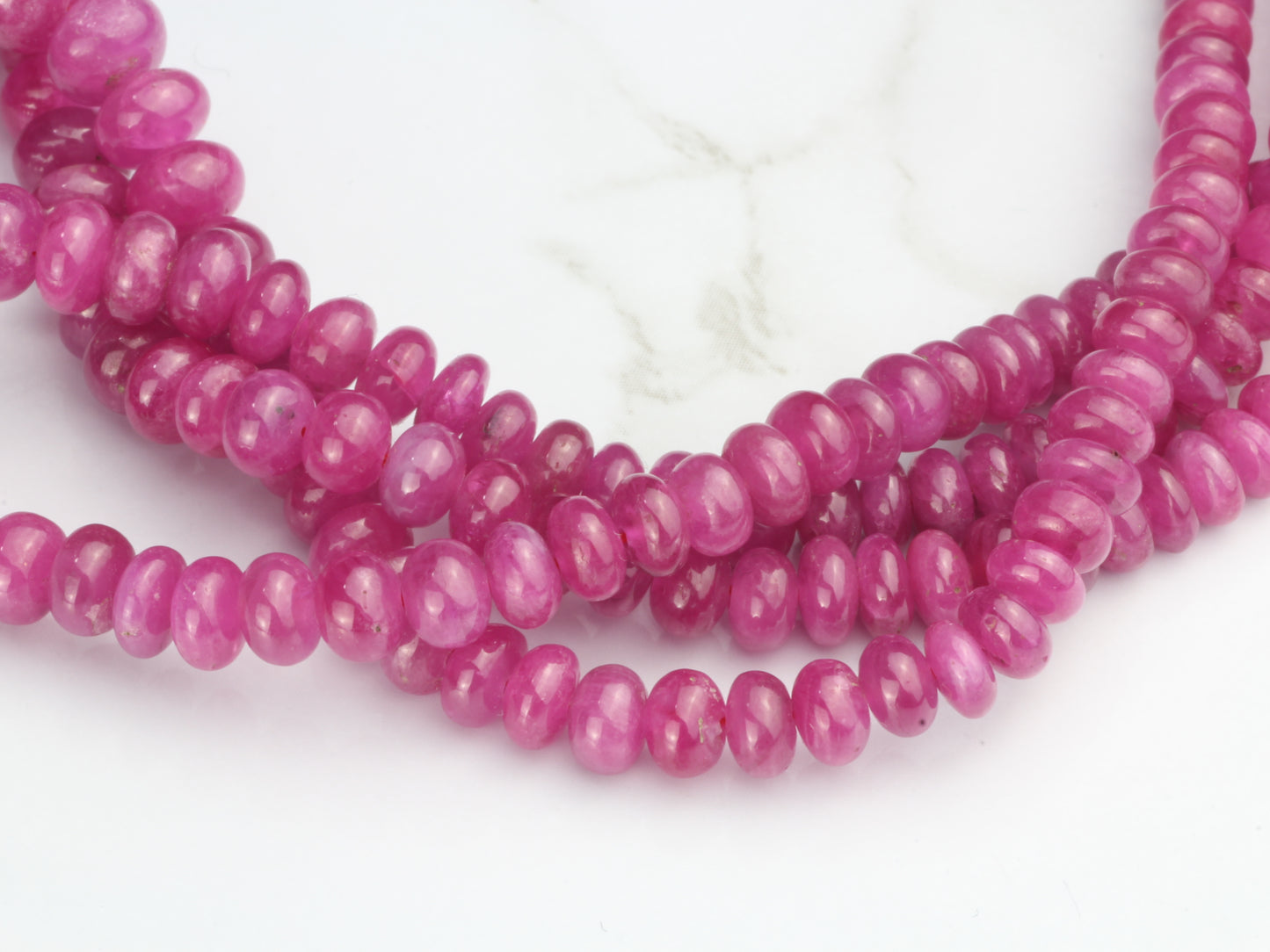 Pink Sapphire 4mm - 7mm Smooth Rondelles Bead Strand
