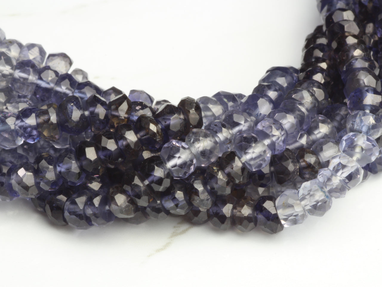 Ombre Iolite 4mm Faceted Rondelles