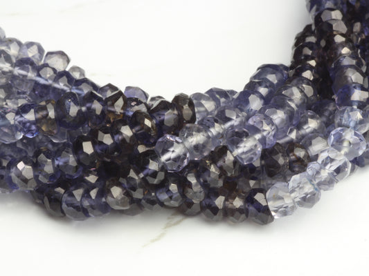 Ombre Iolite 4mm Faceted Rondelles