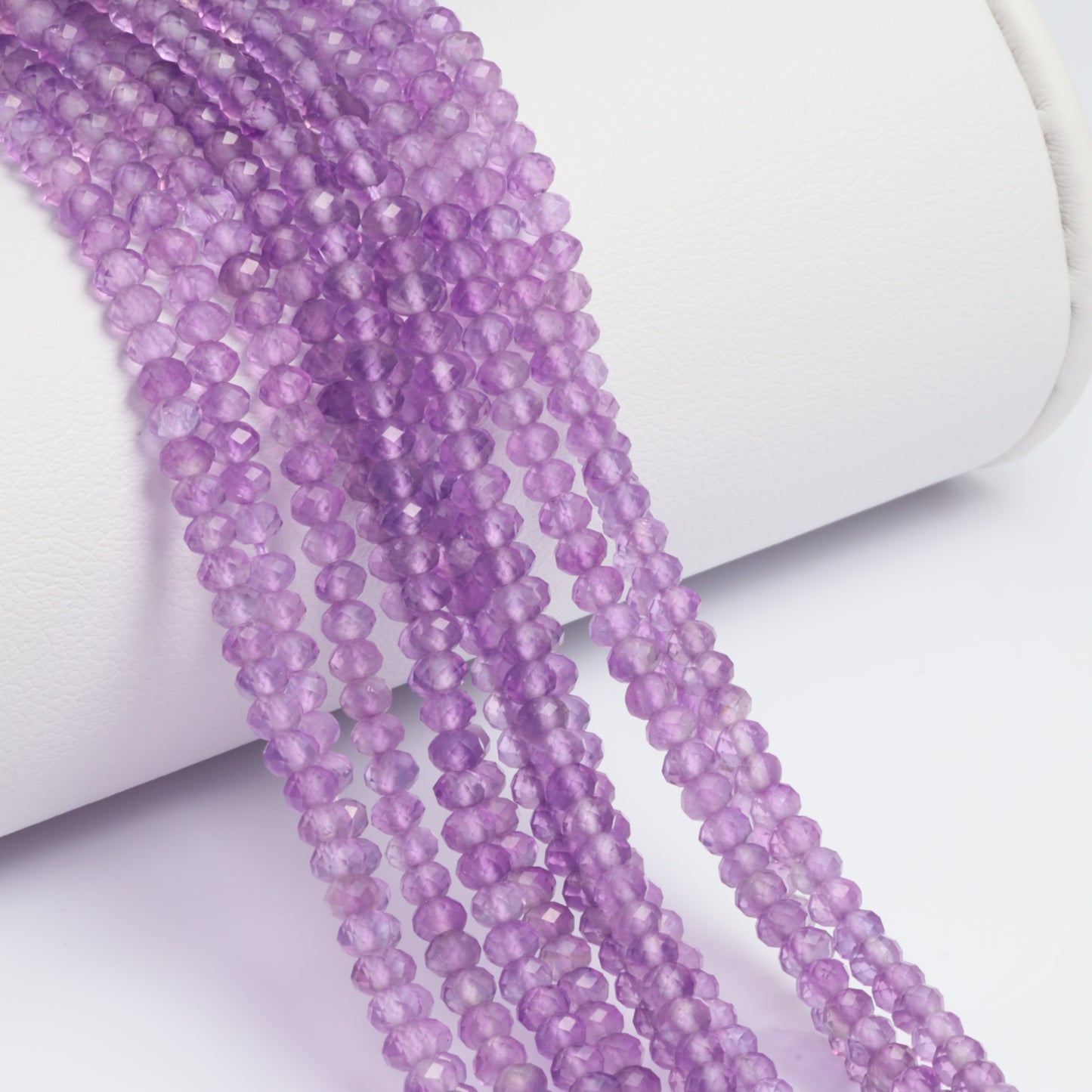 Pink Amethyst 3mm Faceted Rondelles Bead Strand