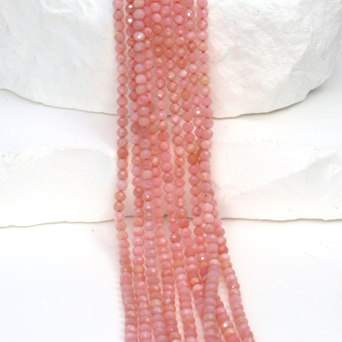 Dark Pink Opal 2.5mm Faceted Rounds Bead Strand