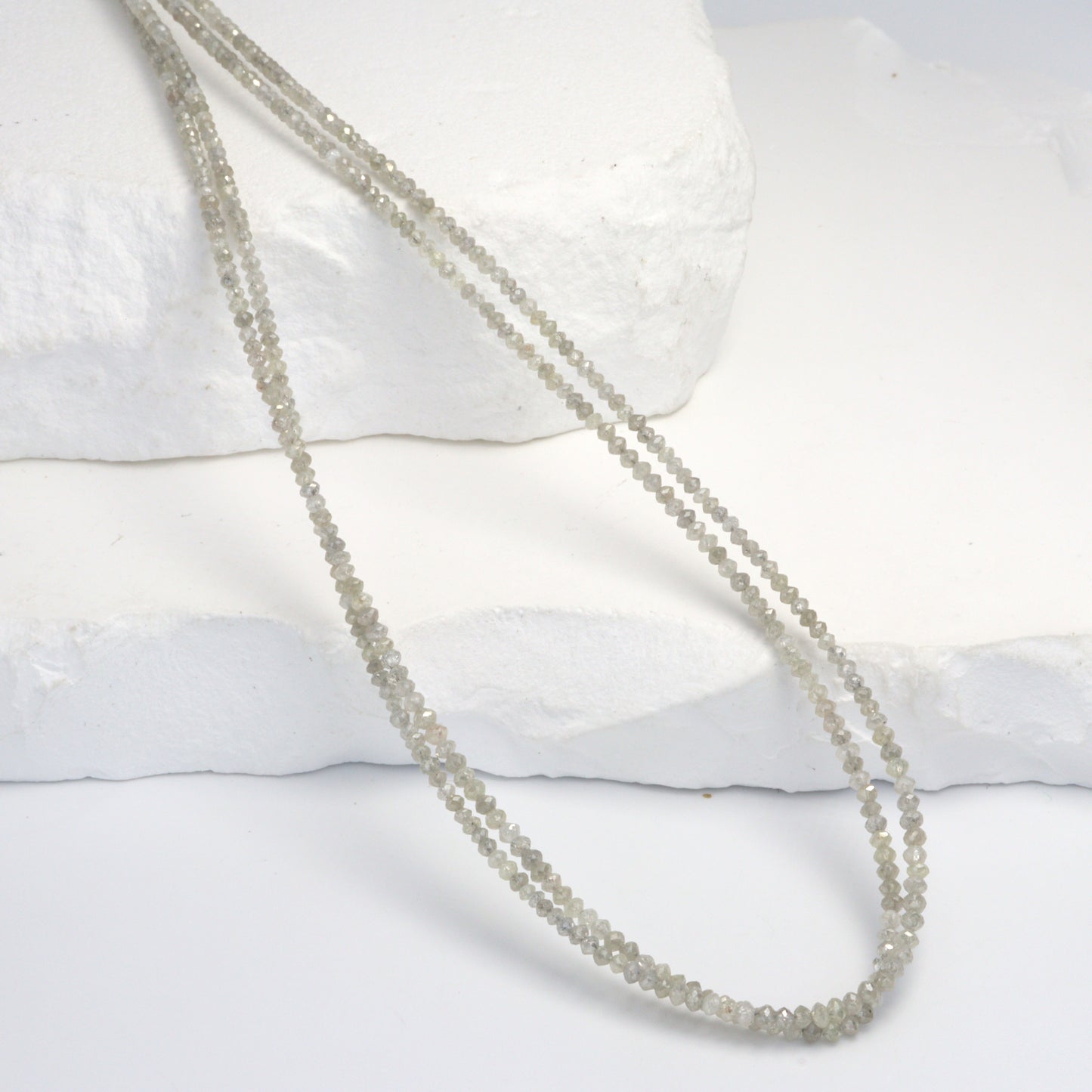Gray Diamond 1.9mm - 2.2mm Hand Faceted Rondelles Bead Strand