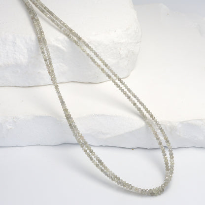 Gray Diamond 1.9mm - 2.2mm Hand Faceted Rondelles Bead Strand