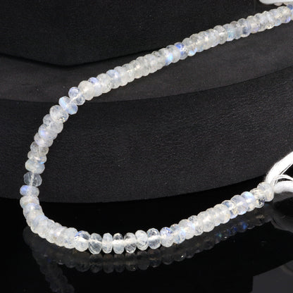 Blue Rainbow Moonstone 5.5mm Faceted Rondelles Bead Strand