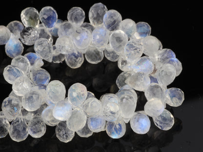 AAA Blue Rainbow Moonstone 6x4mm Faceted Teardrop Briolettes Bead Strand