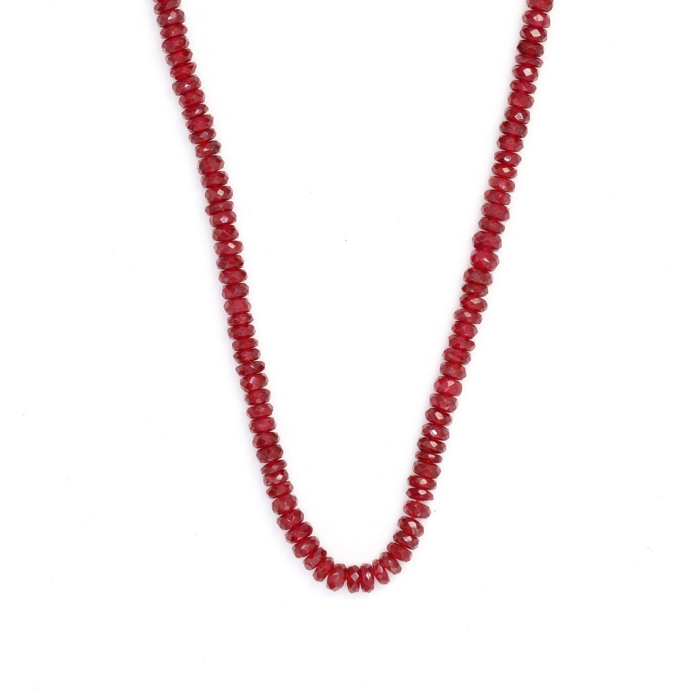 Red Ruby 3mm Hand Faceted Rondelles Bead Strand