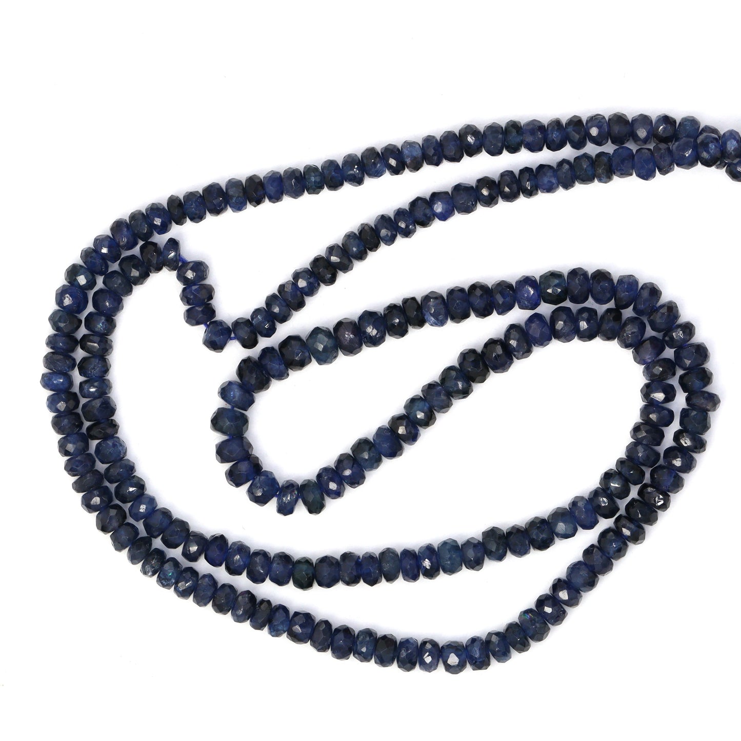 Navy Blue Sapphire 3mm - 3.5mm Hand Faceted Rondelles Bead Strand