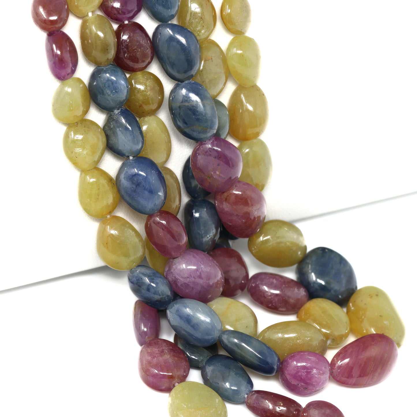 Multi Sapphire 7x5mm - 11x9mm Smooth Ovals Bead Strand