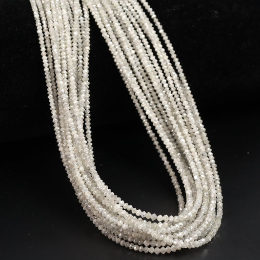 Gray Diamond 1.5mm – 2.4mm Hand Faceted Rondelles Bead Strand