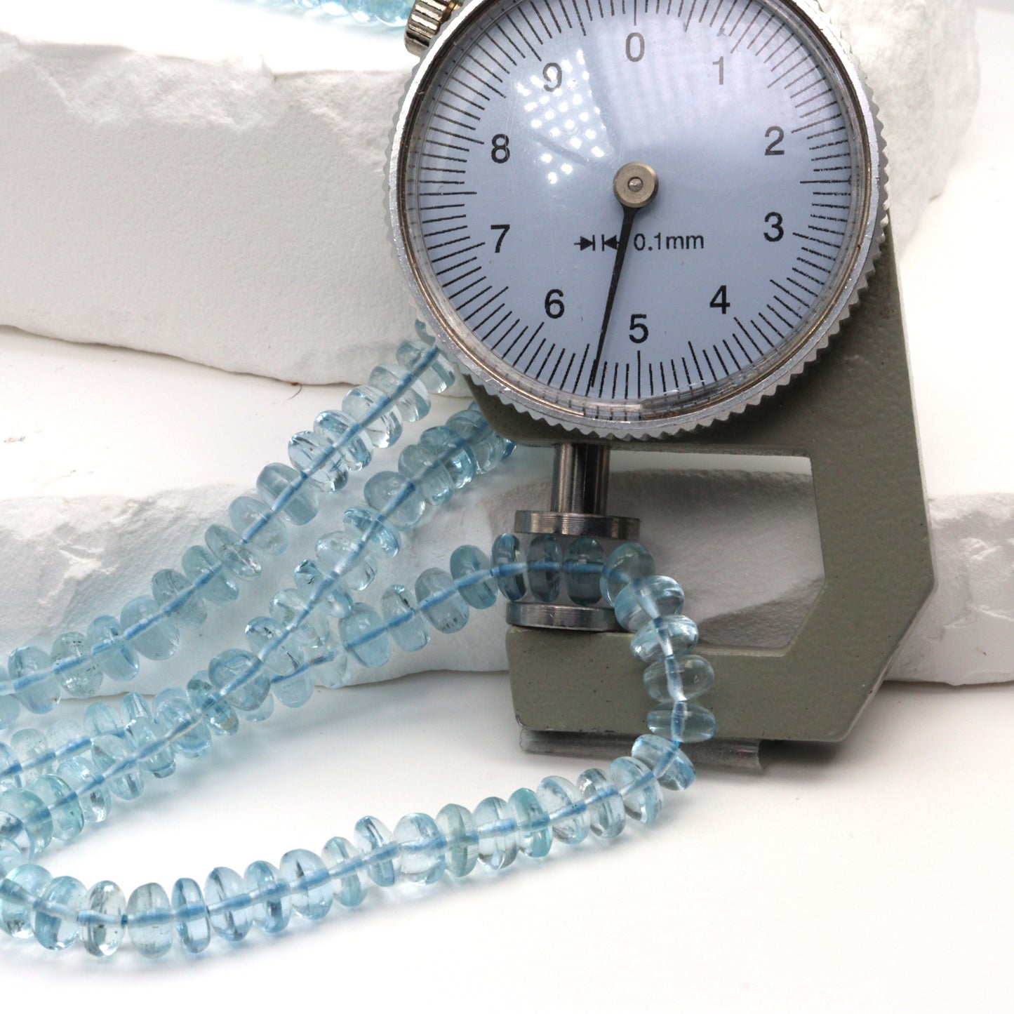 Blue Aquamarine 5.5mm Smooth Rondelles Bead Strand