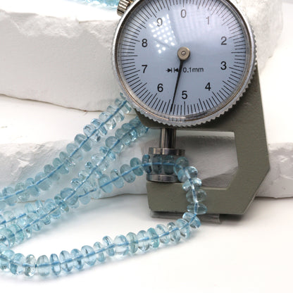 Blue Aquamarine 5.5mm Smooth Rondelles Bead Strand