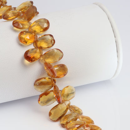 Orange Madeira Citrine 9x7mm Faceted Pear Shaped Briolettes