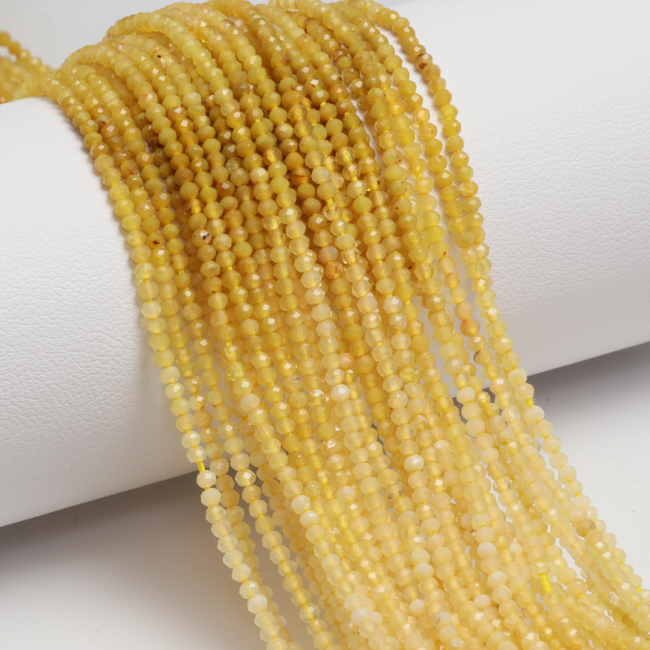 Ombre Yellow Agate 2mm Faceted Rounds