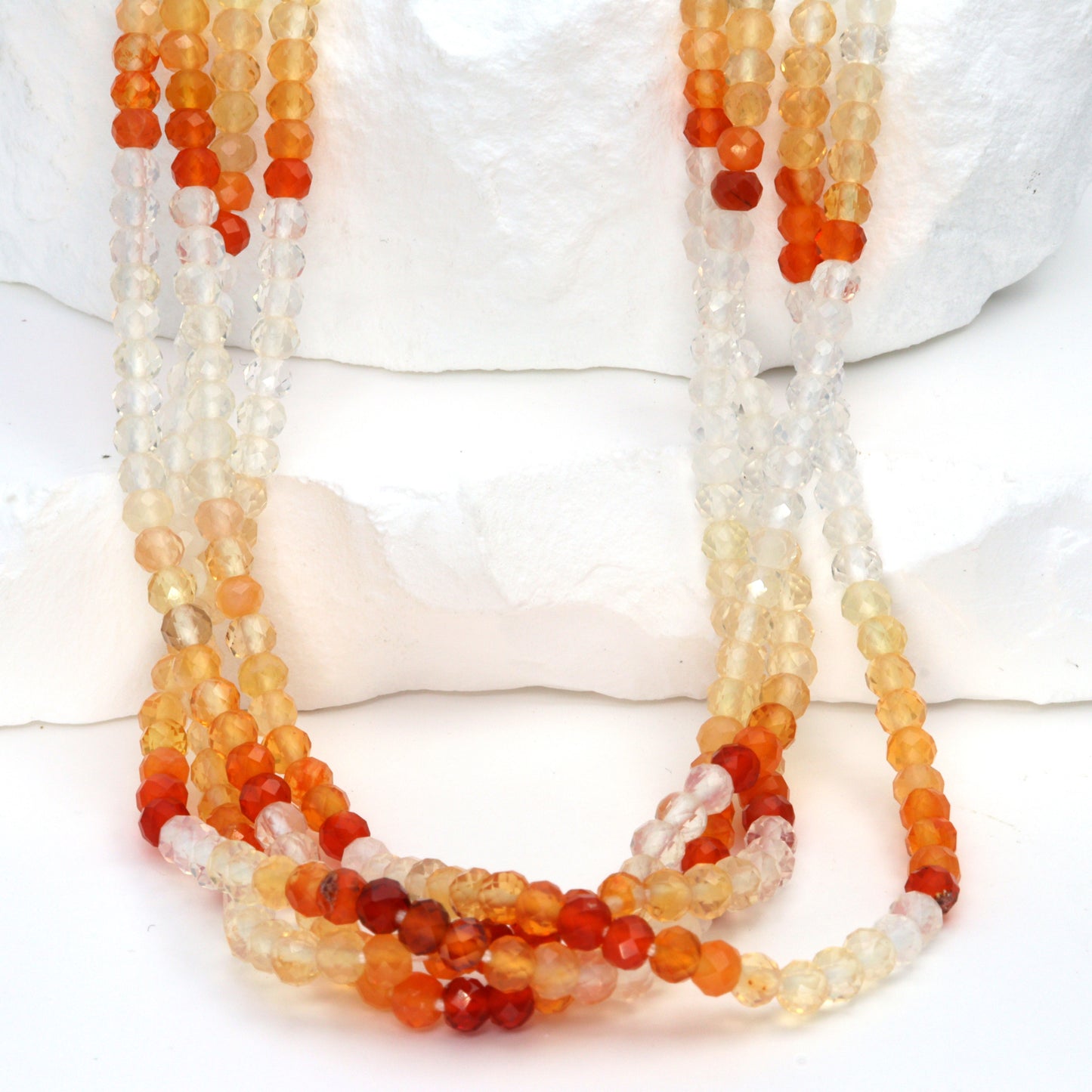 Ombre Mexican Fire Opal 3.5mm Faceted Rondelles Bead Strand