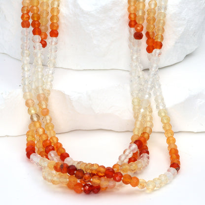 Ombre Mexican Fire Opal 3.5mm Faceted Rondelles Bead Strand