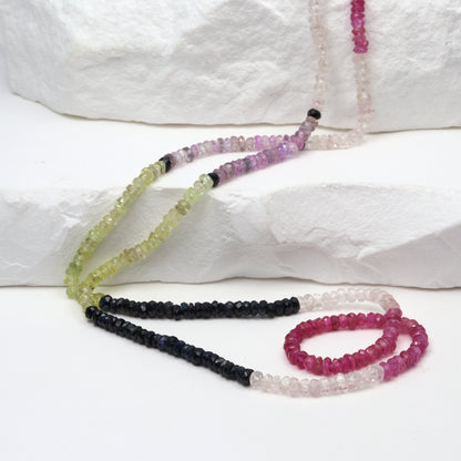 Multi Sapphire 2.5mm Faceted Rondelles