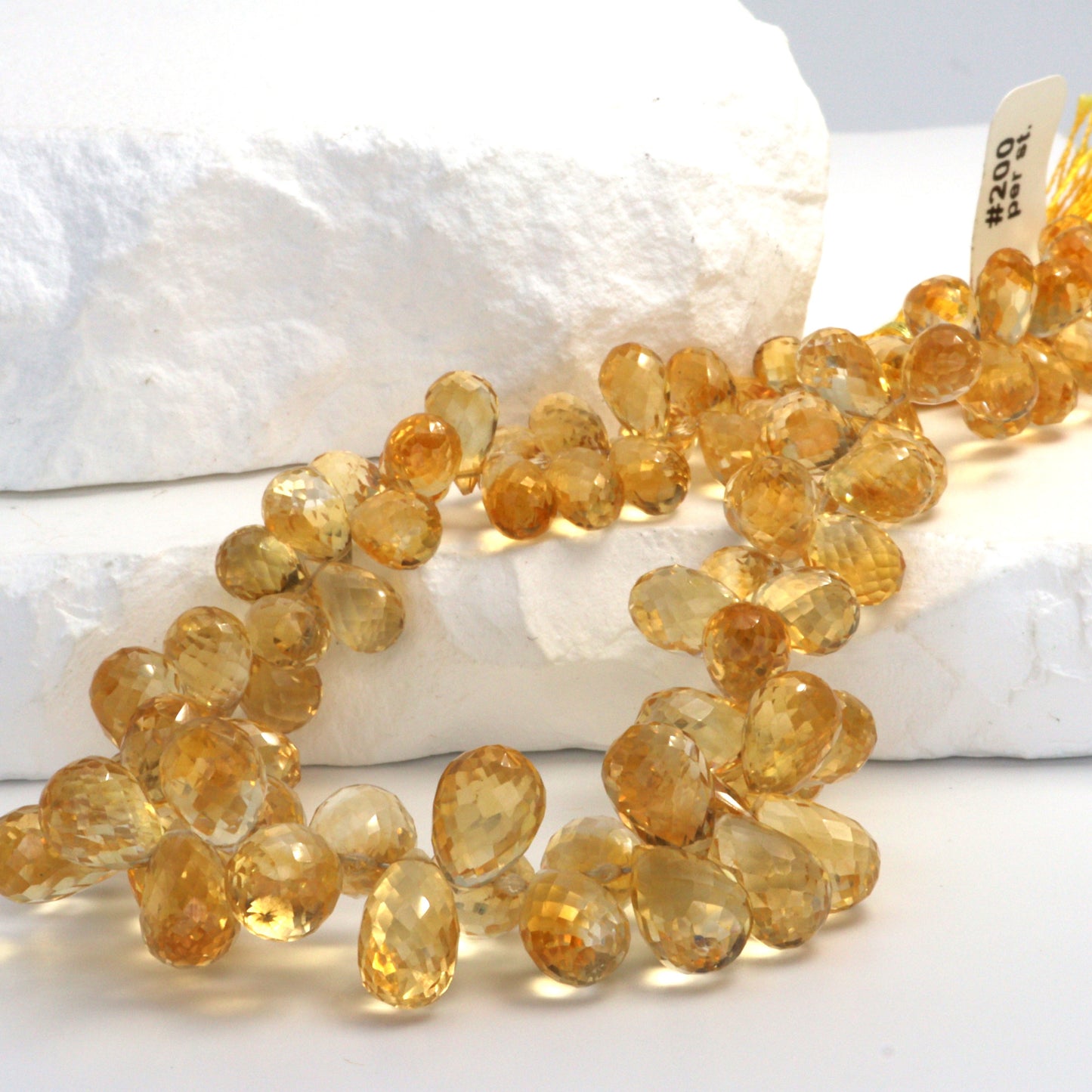 Yellow Citrine 9x5mm Faceted Teardrop Briolettes