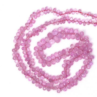 Light Pink Sapphire 5x3mm - 6x4mm Faceted Teardrop Briolettes Bead Strand