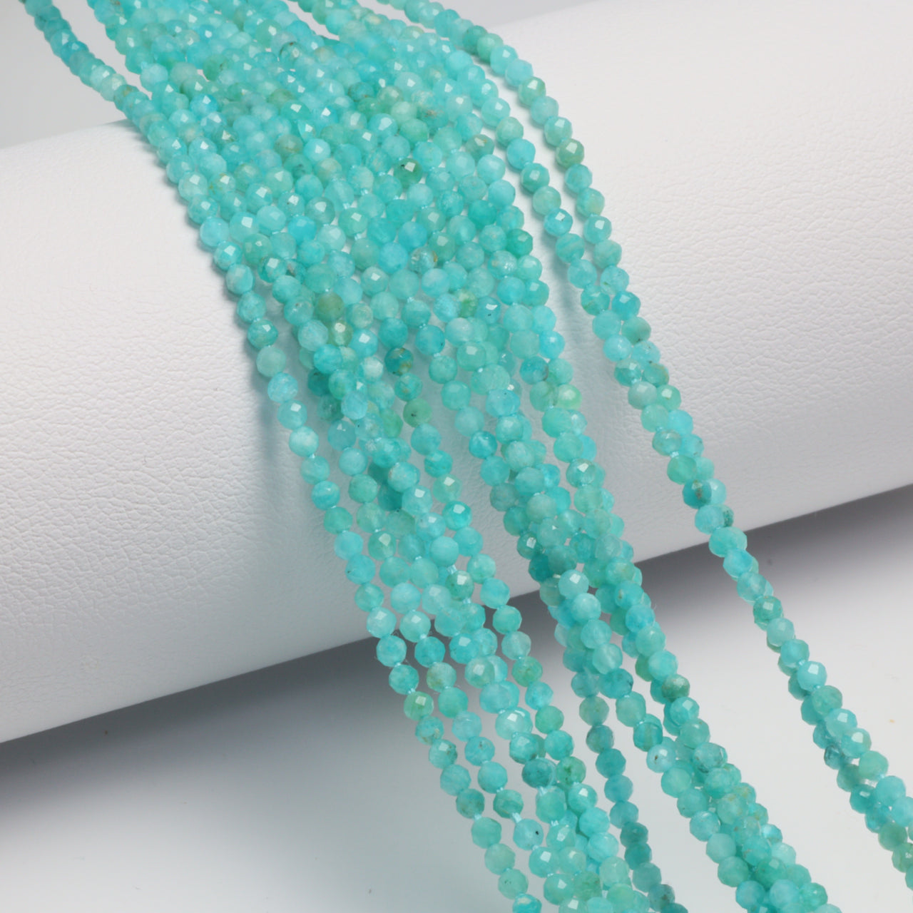 Blue Amazonite 2mm Faceted Rounds Bead Strand