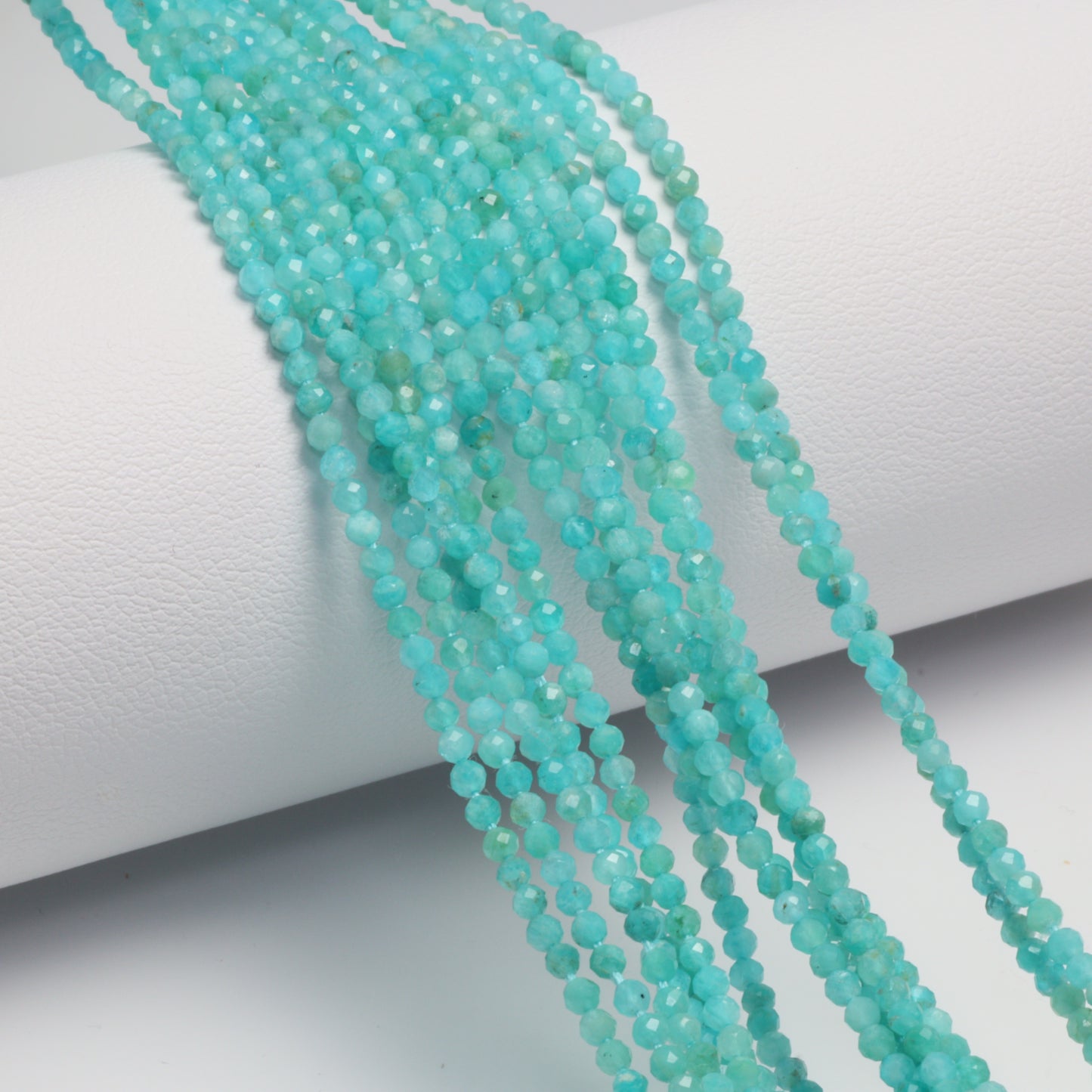 Blue Amazonite 2mm Faceted Rounds Bead Strand