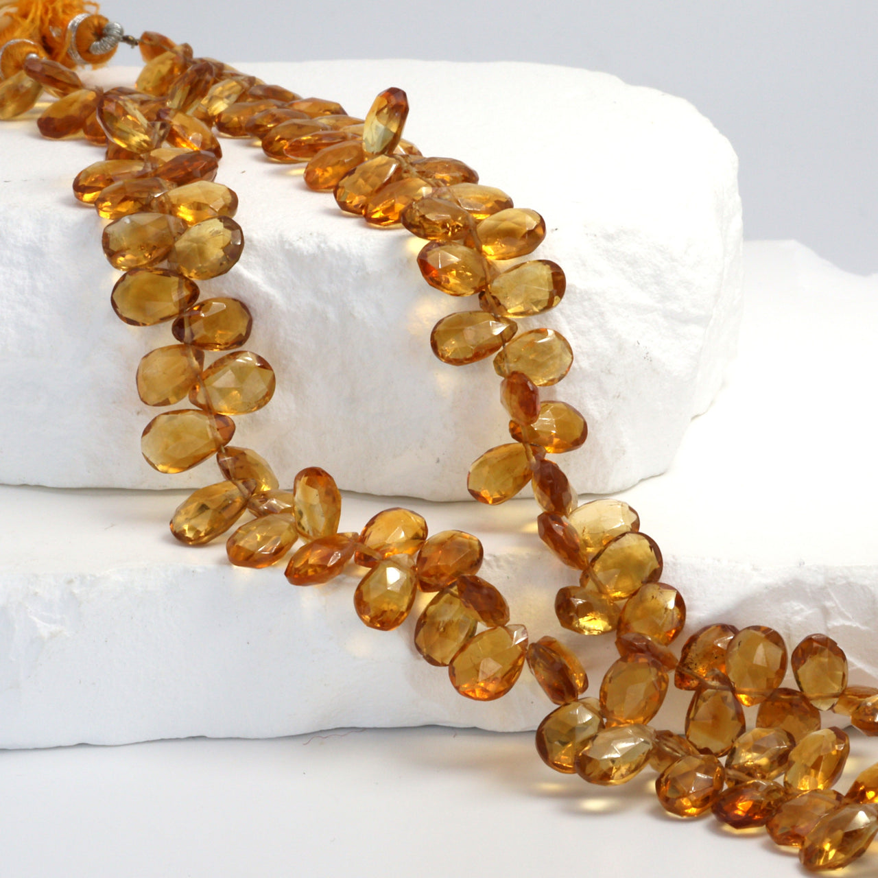 Orange Madeira Citrine 8x6mm Faceted Pear Shaped Briolettes