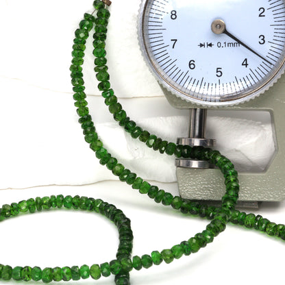 Green Chrome Diopside 3.5mm - 4.0mm Hand Faceted Rondelles Bead Strand