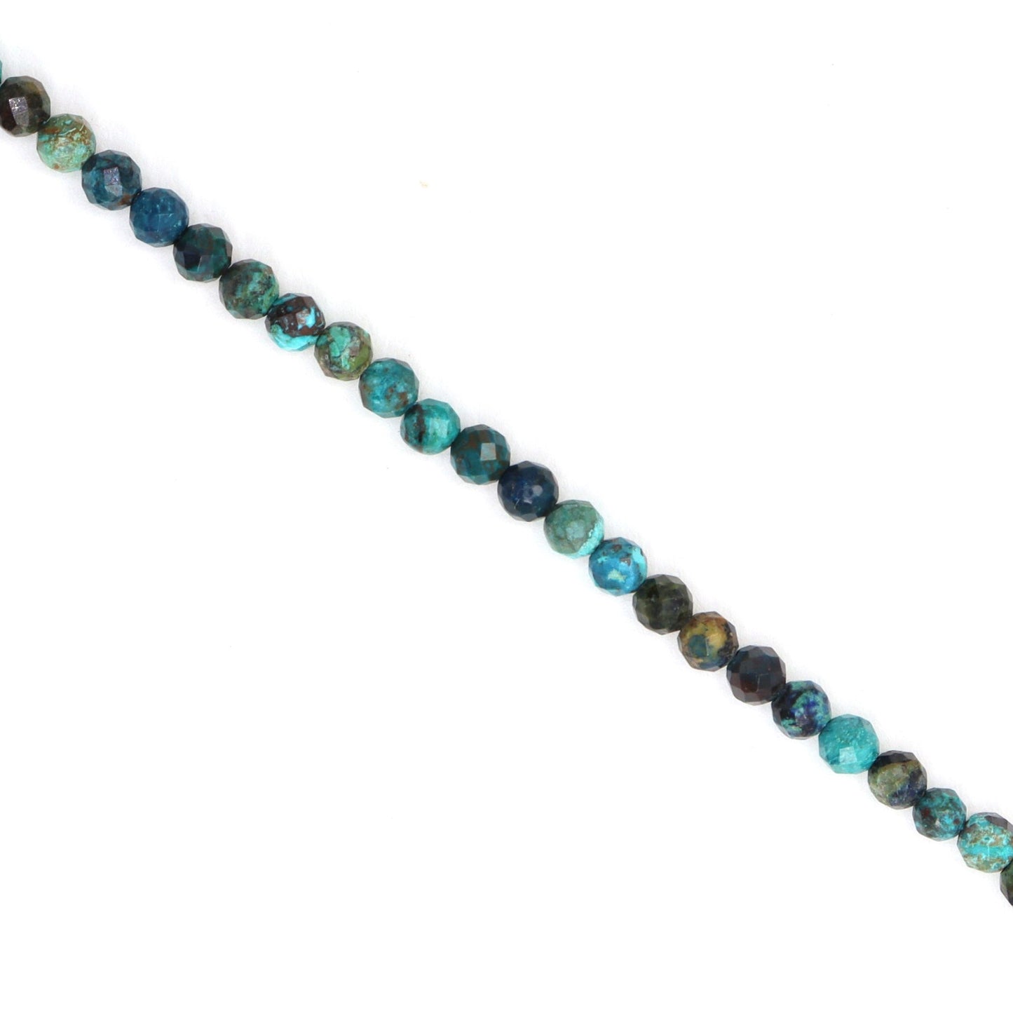 Blue Green Chrysocolla 4mm Faceted Rounds Bead Strand