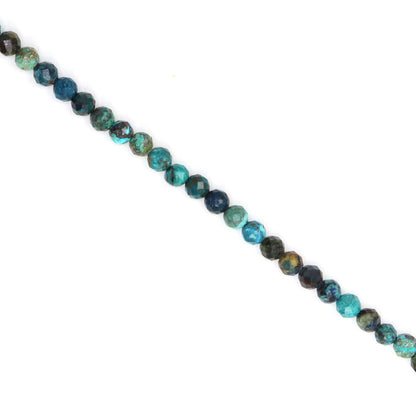 Blue Green Chrysocolla 4mm Faceted Rounds Bead Strand